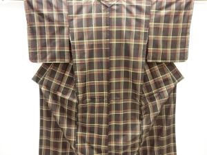 格子織出し米沢紬着物・道行コートアンサンブル